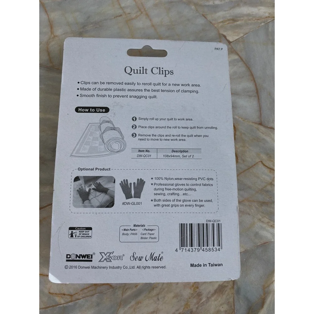 Sew Mate Quilt Clips Set of 2 Pink Durable Plastic Quilting Tools DW-QC01